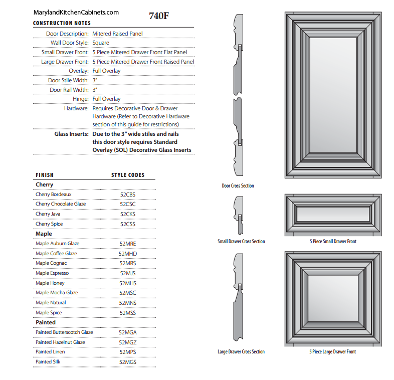 740F Cabinet Door Style Specifications